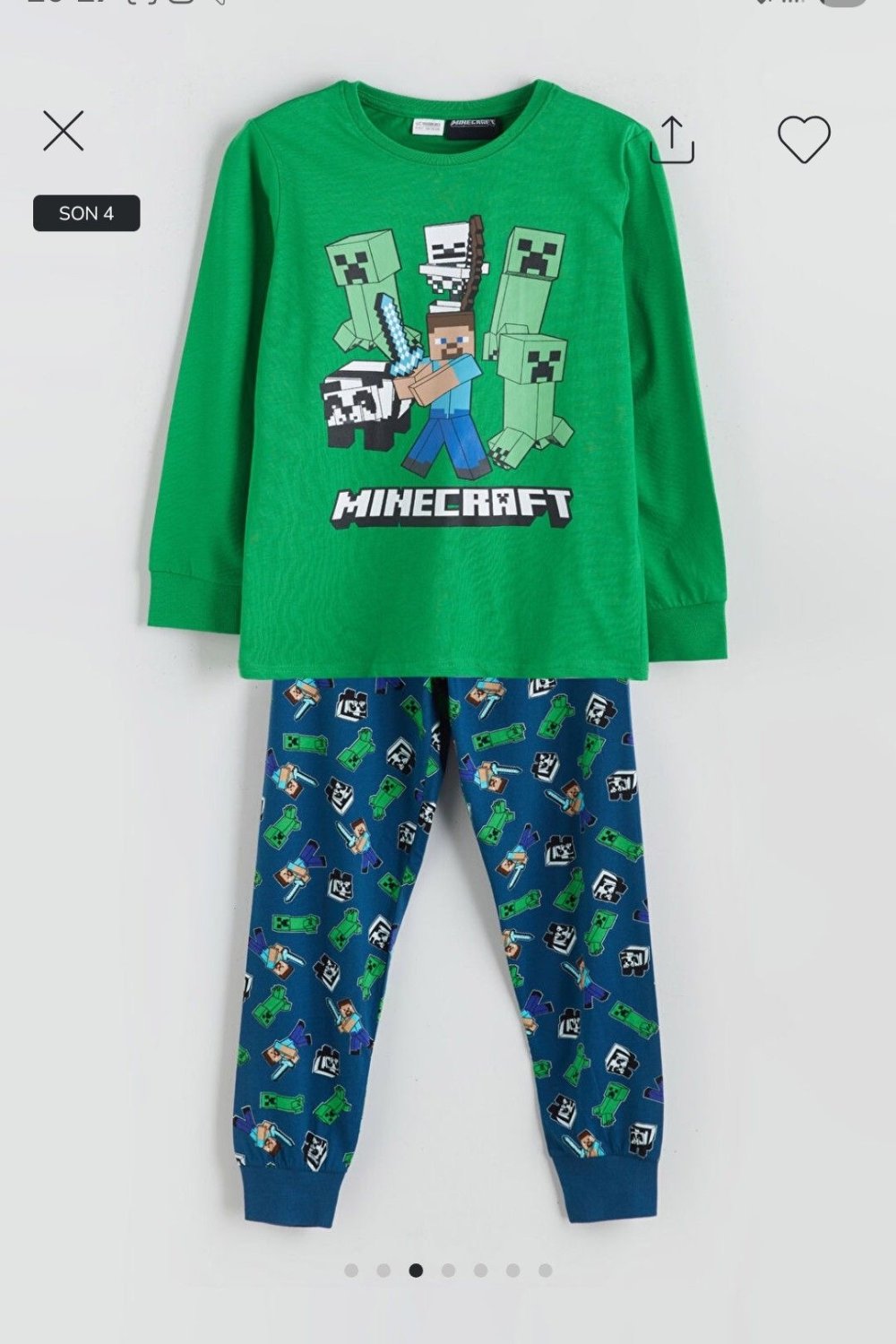 MINEGRAFT PIJAMA Takım YESIL
